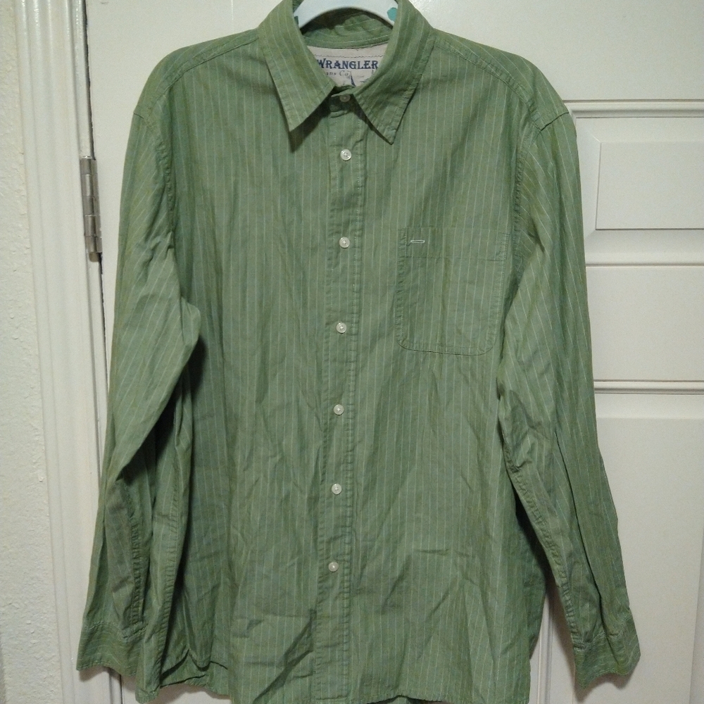 Wrangler Jeans Co Striped Long Sleeve Button Up Shirt Men's sz Large. - Picture 4 of 6